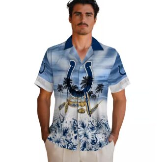 Personalized Colts Hawaiian Shirt for Men & Women, Canoe Blue Tropical NFL Apparel