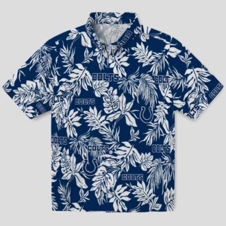 Tropical Leaf Indianapolis Colts Hawaiian Shirt, Blue & White NFL Football Apparel