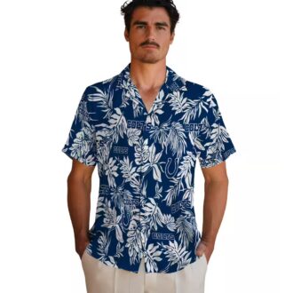 Tropical Leaf Indianapolis Colts Hawaiian Shirt, Blue & White NFL Football Apparel