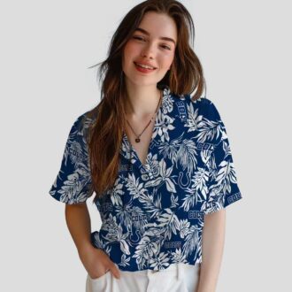 Tropical Leaf Indianapolis Colts Hawaiian Shirt, Blue & White NFL Football Apparel