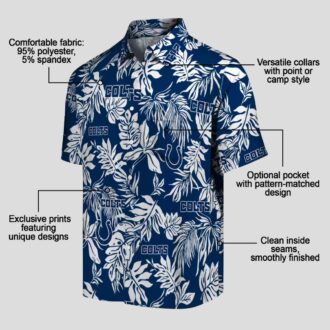 Tropical Leaf Indianapolis Colts Hawaiian Shirt, Blue & White NFL Football Apparel
