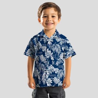 Tropical Leaf Indianapolis Colts Hawaiian Shirt, Blue & White NFL Football Apparel