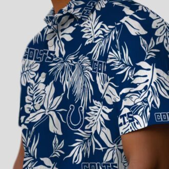 Tropical Leaf Indianapolis Colts Hawaiian Shirt, Blue & White NFL Football Apparel
