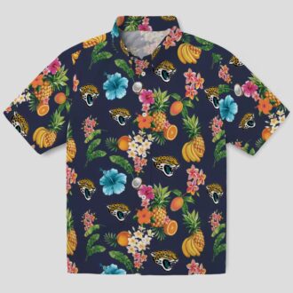 Best Jacksonville Jaguars Hawaiian Shirt – Navy Blue, Hibiscus & Fruit Print