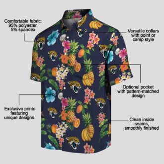 Best Jacksonville Jaguars Hawaiian Shirt – Navy Blue, Hibiscus & Fruit Print