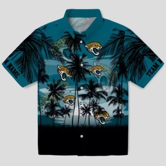 Custom Jacksonville Jaguars Sunset Hawaiian Shirt, Teal Black Aloha Beachwear for Men