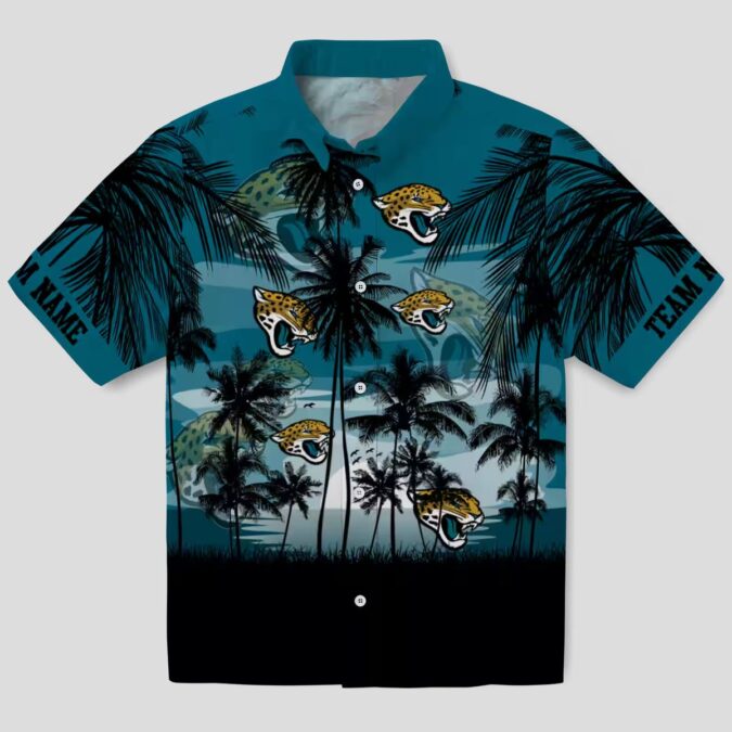 Custom Jacksonville Jaguars Sunset Hawaiian Shirt, Teal Black Aloha Beachwear for Men