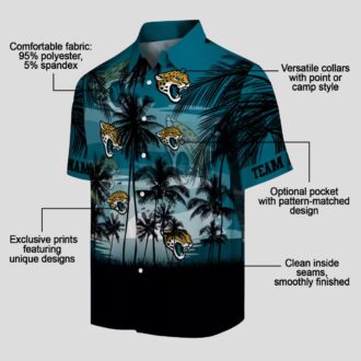 Custom Jacksonville Jaguars Sunset Hawaiian Shirt, Teal Black Aloha Beachwear for Men