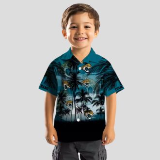 Custom Jacksonville Jaguars Sunset Hawaiian Shirt, Teal Black Aloha Beachwear for Men