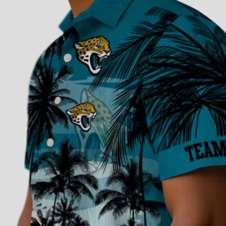 Custom Jacksonville Jaguars Sunset Hawaiian Shirt, Teal Black Aloha Beachwear for Men