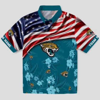 Football Fan Jacksonville Jaguars Hawaiian Shirt – US Flag & Hibiscus Floral Theme