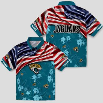 Football Fan Jacksonville Jaguars Hawaiian Shirt – US Flag & Hibiscus Floral Theme