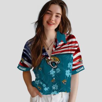 Football Fan Jacksonville Jaguars Hawaiian Shirt – US Flag & Hibiscus Floral Theme
