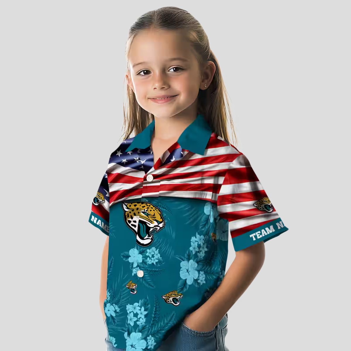 Football Fan Jacksonville Jaguars Hawaiian Shirt – US Flag & Hibiscus Floral Theme