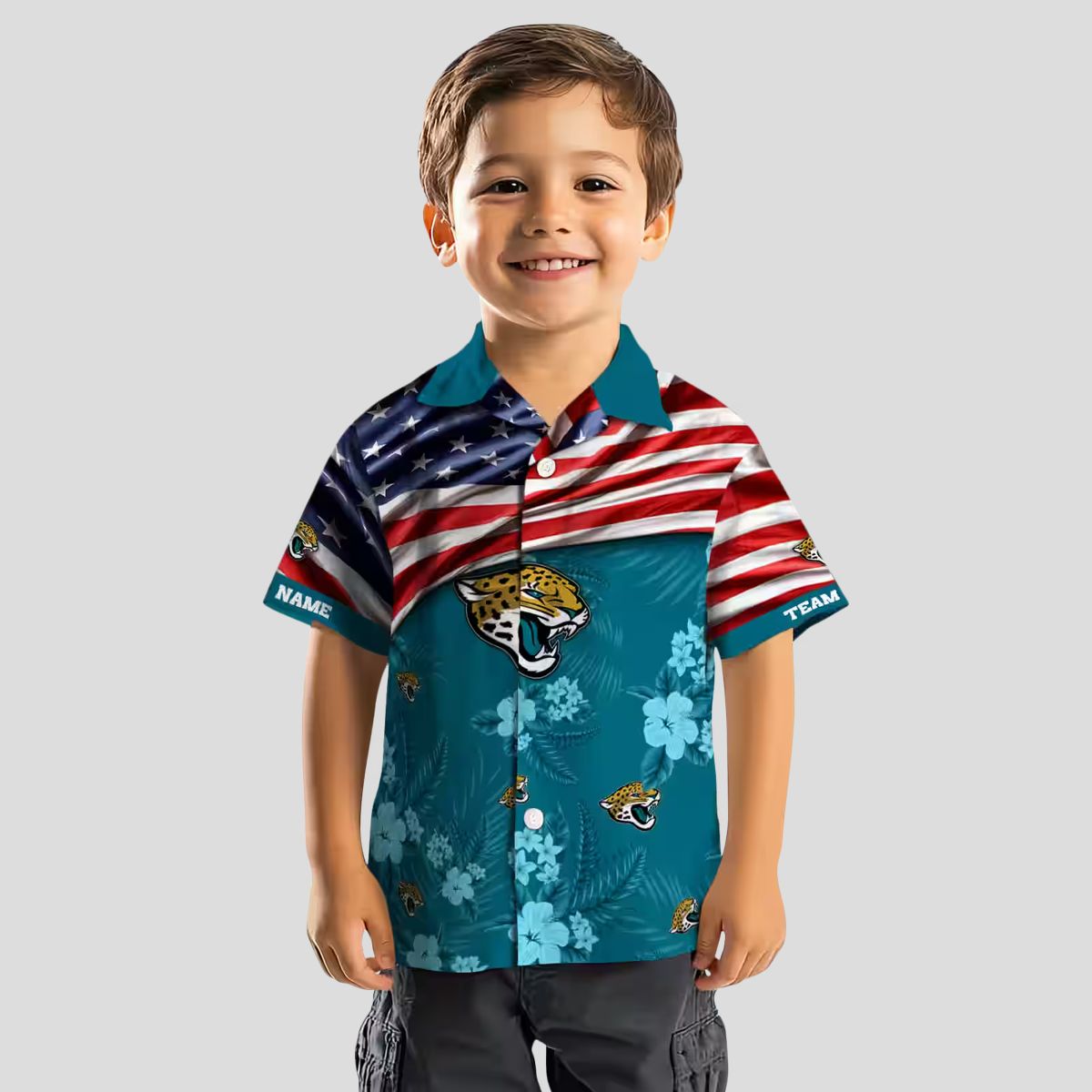 Football Fan Jacksonville Jaguars Hawaiian Shirt – US Flag & Hibiscus Floral Theme