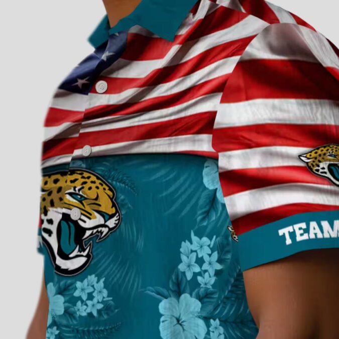 Football Fan Jacksonville Jaguars Hawaiian Shirt – US Flag & Hibiscus Floral Theme