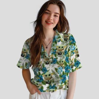 Jacksonville Jaguars Aloha Shirt with Yoda Print, NFL Tropical Green Hawaiian Shirt