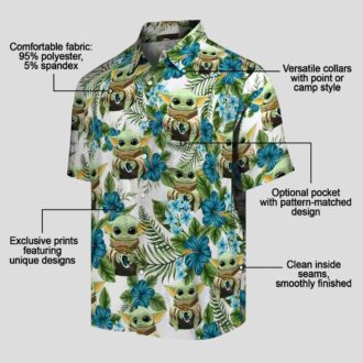 Jacksonville Jaguars Aloha Shirt with Yoda Print, NFL Tropical Green Hawaiian Shirt