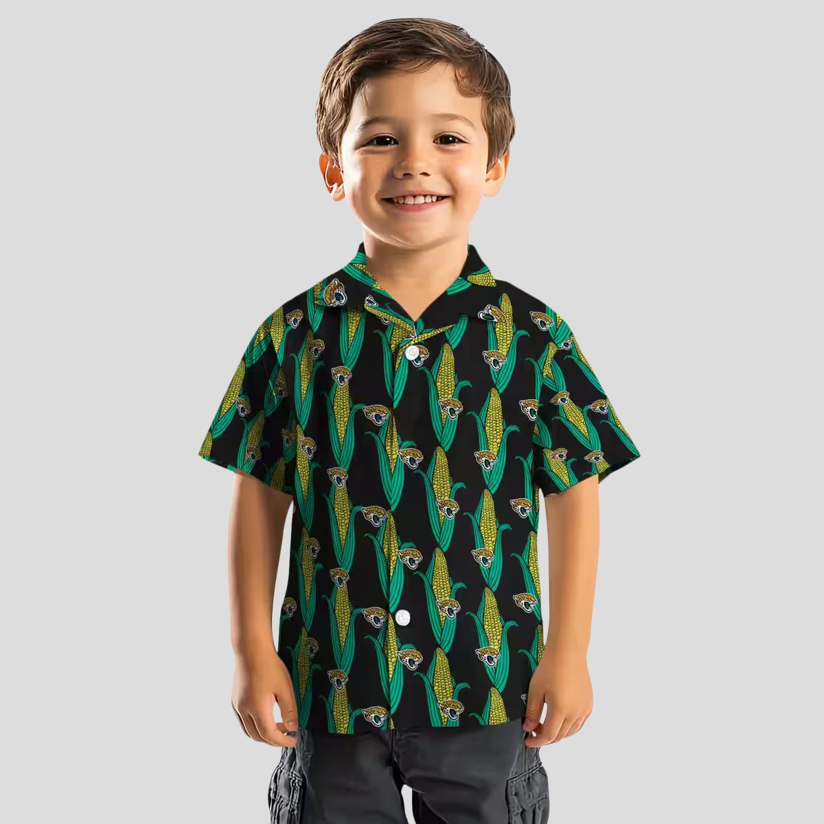 Jacksonville Jaguars Corn Pattern Hawaiian Shirt – Black Green Tropical Style