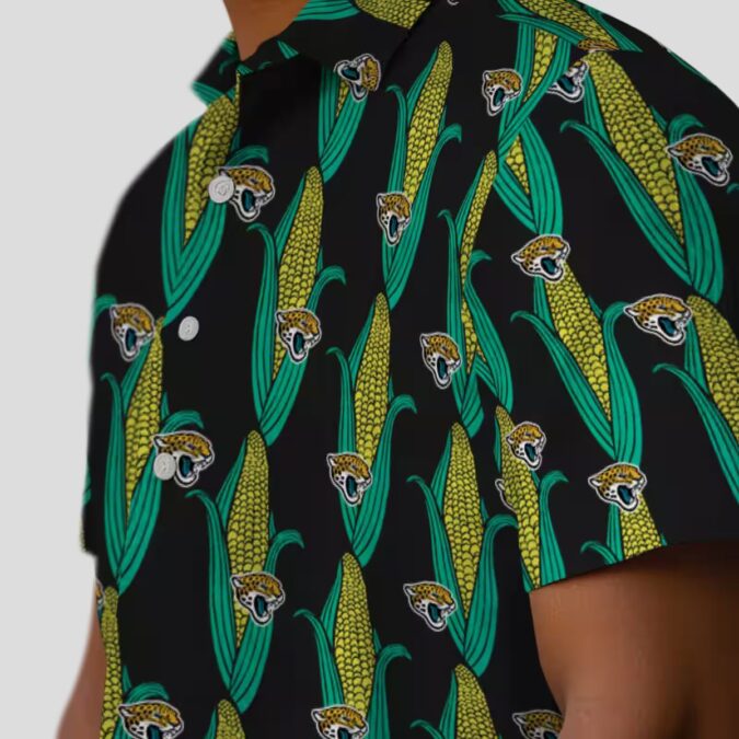 Jacksonville Jaguars Corn Pattern Hawaiian Shirt – Black Green Tropical Style