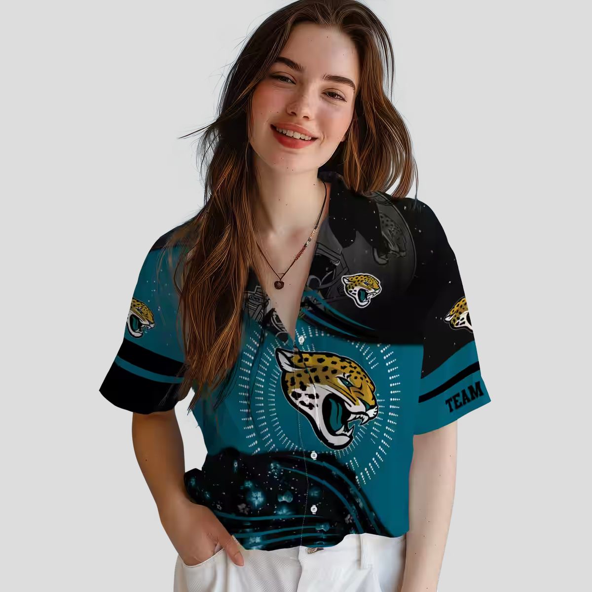 Jacksonville Jaguars Football Hawaiian Shirt – Summer Teal & Black Wave Edition
