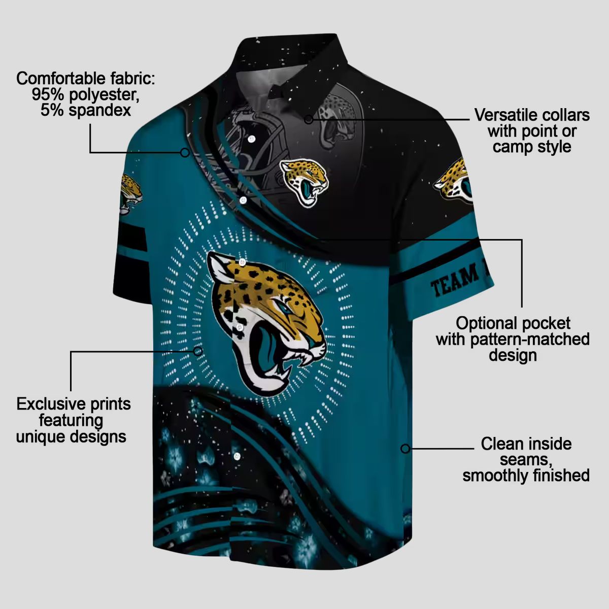 Jacksonville Jaguars Football Hawaiian Shirt – Summer Teal & Black Wave Edition