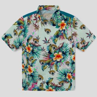 Jacksonville Jaguars Hawaiian Button Up Shirt – Tropical Foliage Green Design