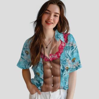 Jacksonville Jaguars Hawaiian Shirt for Men – Teal Chest Illusion NFL Design