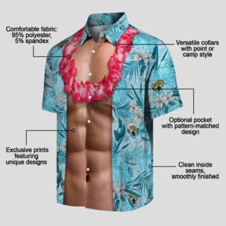 Jacksonville Jaguars Hawaiian Shirt for Men – Teal Chest Illusion NFL Design