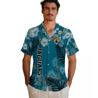 Jacksonville Jaguars Hibiscus Hawaiian Shirt, Teal Aloha Shirt for NFL Fans