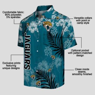 Jacksonville Jaguars Hibiscus Hawaiian Shirt, Teal Aloha Shirt for NFL Fans