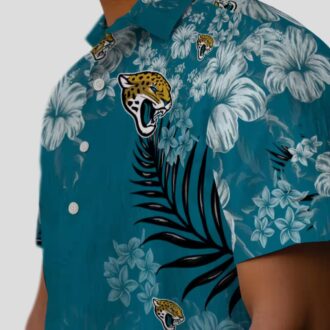 Jacksonville Jaguars Hibiscus Hawaiian Shirt, Teal Aloha Shirt for NFL Fans