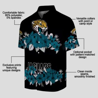 Jacksonville Jaguars Hibiscus Stripe Hawaiian Shirt, Teal & Black Apparel