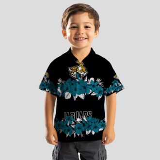 Jacksonville Jaguars Hibiscus Stripe Hawaiian Shirt, Teal & Black Apparel