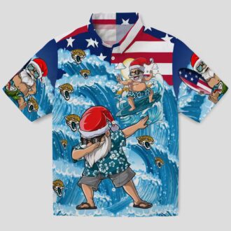 Jacksonville Jaguars Holiday Aloha Shirt, Surfing Santa Beachwear for NFL Fans