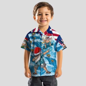 Jacksonville Jaguars Holiday Aloha Shirt, Surfing Santa Beachwear for NFL Fans