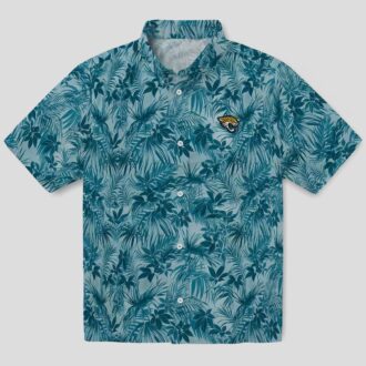 Jacksonville Jaguars Leafy Hawaiian Shirt, Teal Aloha Beach Shirt for Summer