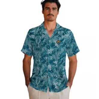 Jacksonville Jaguars Leafy Hawaiian Shirt, Teal Aloha Beach Shirt for Summer