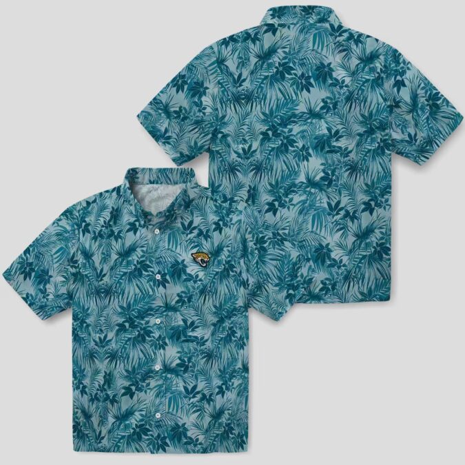 Jacksonville Jaguars Leafy Hawaiian Shirt, Teal Aloha Beach Shirt for Summer
