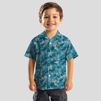Jacksonville Jaguars Leafy Hawaiian Shirt, Teal Aloha Beach Shirt for Summer