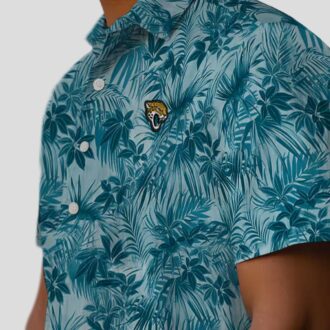 Jacksonville Jaguars Leafy Hawaiian Shirt, Teal Aloha Beach Shirt for Summer