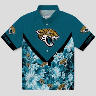 Jacksonville Jaguars Limited Edition Hawaiian Shirt – Teal Floral Chevron Custom Design