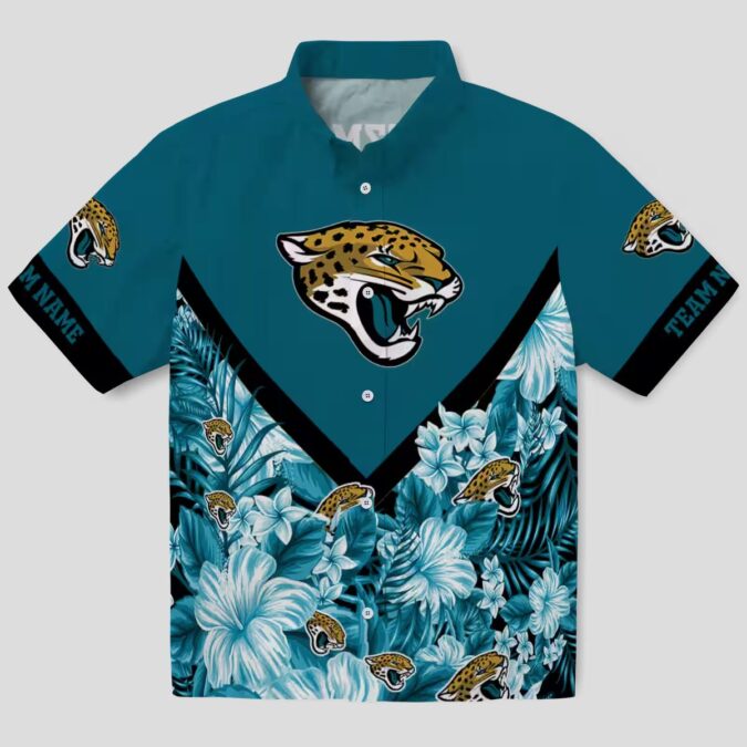Jacksonville Jaguars Limited Edition Hawaiian Shirt – Teal Floral Chevron Custom Design