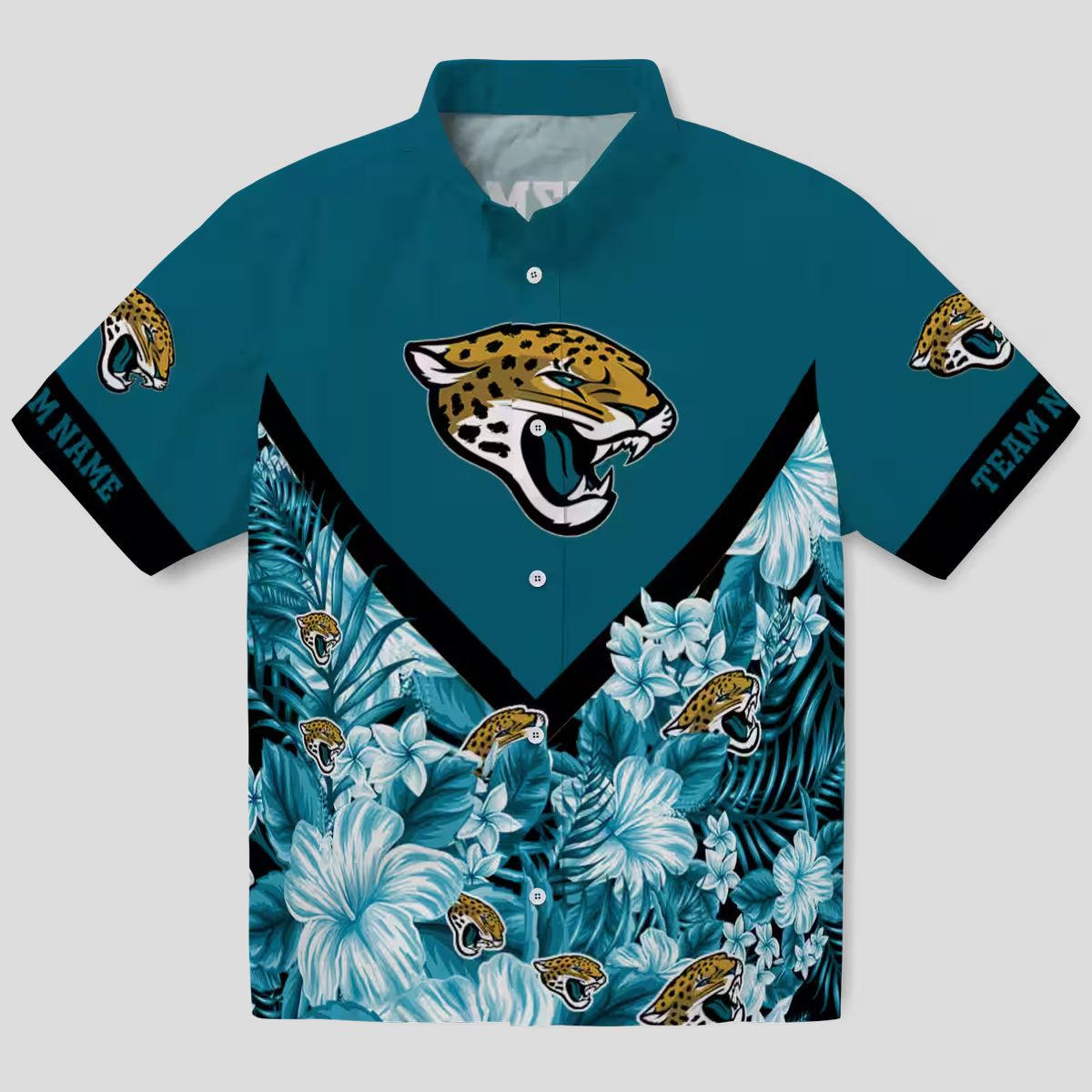 Jacksonville Jaguars Limited Edition Hawaiian Shirt – Teal Floral Chevron Custom Design