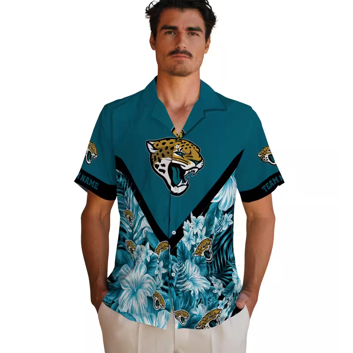Jacksonville Jaguars Limited Edition Hawaiian Shirt – Teal Floral Chevron Custom Design