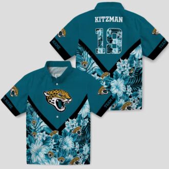 Jacksonville Jaguars Limited Edition Hawaiian Shirt – Teal Floral Chevron Custom Design