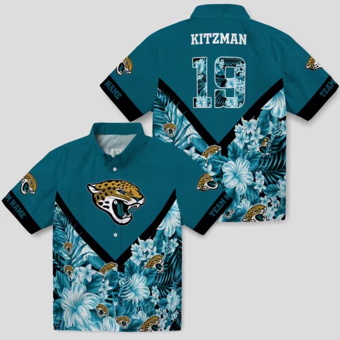 Jacksonville Jaguars Limited Edition Hawaiian Shirt – Teal Floral Chevron Custom Design