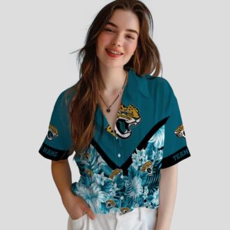 Jacksonville Jaguars Limited Edition Hawaiian Shirt – Teal Floral Chevron Custom Design