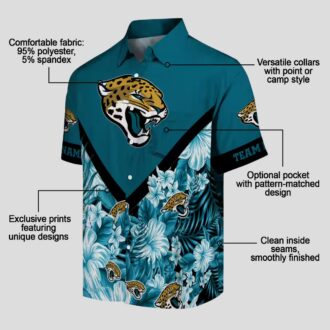 Jacksonville Jaguars Limited Edition Hawaiian Shirt – Teal Floral Chevron Custom Design