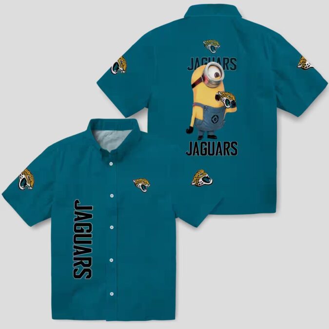 Jacksonville Jaguars Minion Teal Hawaiian Shirt, Fun Tropical Game Day Outfit